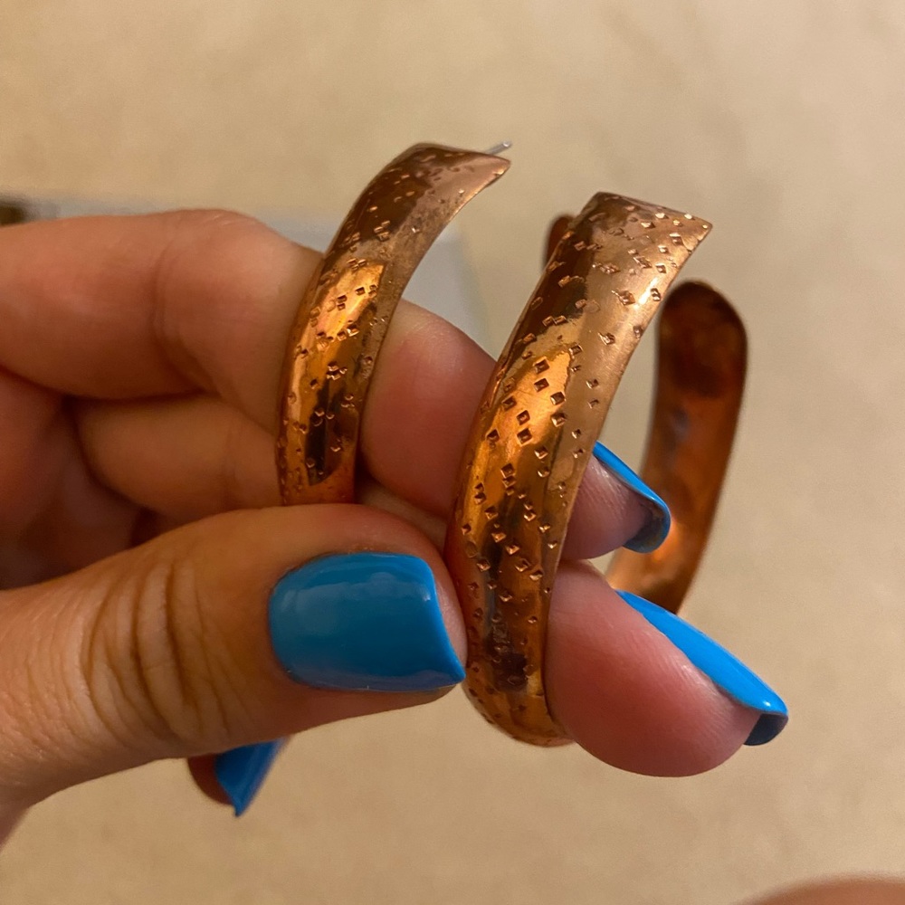 Large copper hoop earrings